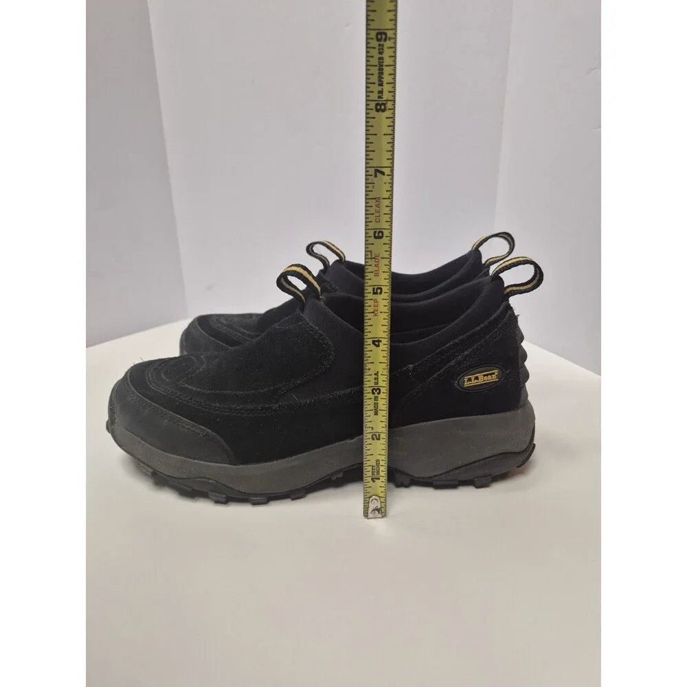 LL Bean Womens Thinsulate Black Suede Slip-On Comfort Shoes Size 7